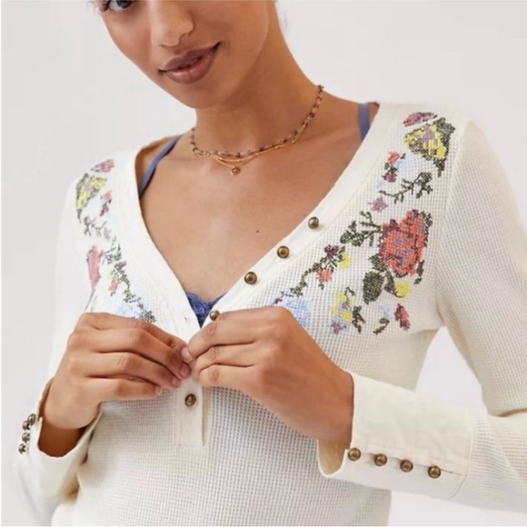 Pilcro Tops - Pilcro Embroidered Thermal Top